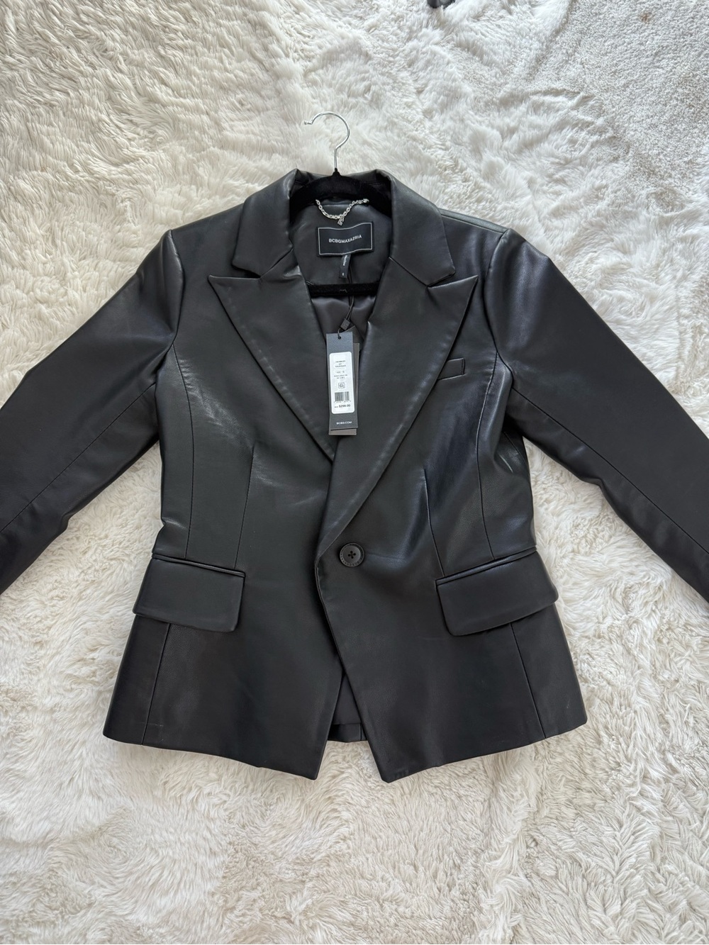 BCBGMaxAzria Black Leather Fitted Blazer